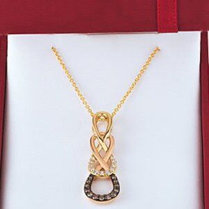 Authentic Chocolatier Vanilla Diamonds 14K Two-Toned Yellow Gold Pendant, chain
